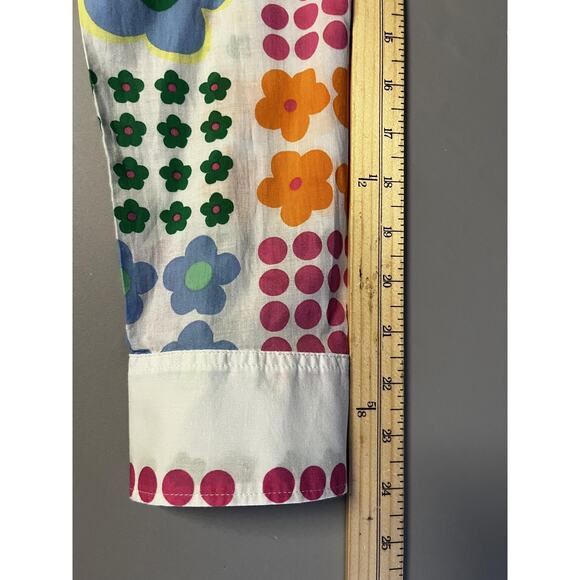 Talbots Shirt Womens Medium White Multicolor Floral Dot Button Down Long Sleeve - Picture 11 of 12